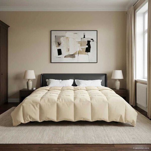 vidaXL Edredom de Inverno Colchonete Creme 200 x 220 cm Microfibra