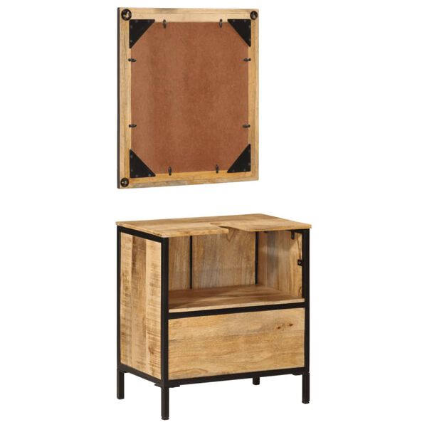 vidaXL 2 pcs conj. m&oacute;veis p/ casa de banho ferro e mangueira maci&ccedil;a