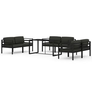 vidaXL 7 pcs conjunto lounge jardim com almofad&otilde;es alum&iacute;nio antracite