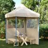 vidaXL Tenda para festas pop-up dobr&aacute;vel com 2 paredes laterais bege