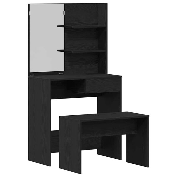 vidaXL Conjunto de Mesa de Vestir com gaveta 2 pcs Carvalho Preto