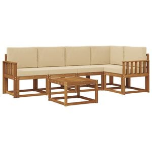 vidaXL Conjunto de Sof&aacute;s para Exterior 6 pcs Natural e Bege