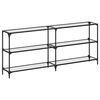 vidaXL Mesa consola com tampo em vidro transparente 194,5x30x81 cm a&ccedil;o