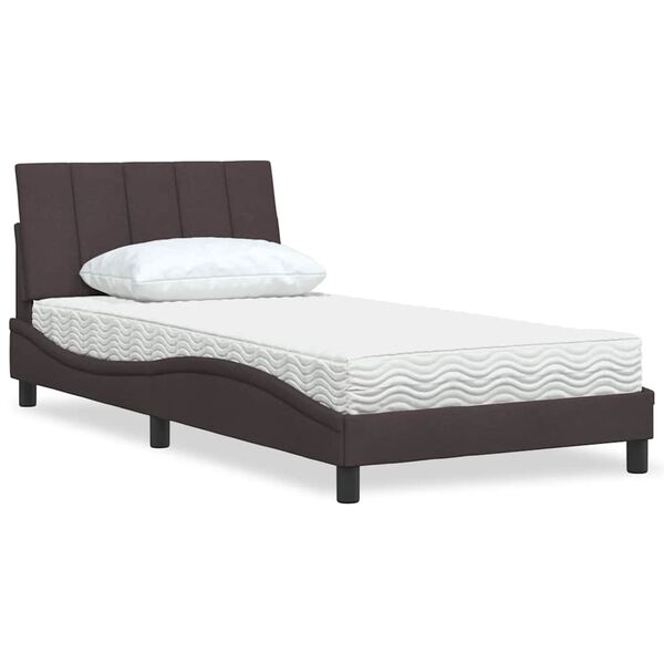 vidaXL Cama com colch&atilde;o Hanko 100x200 cm tecido castanho-escuro