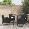 vidaXL 5 pcs conjunto de jantar p/ jardim c/ almofad&otilde;es vime PE preto