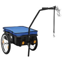 vidaXL Reboque p/ bicicleta/carroça de mão 155x60x83cm aço azul