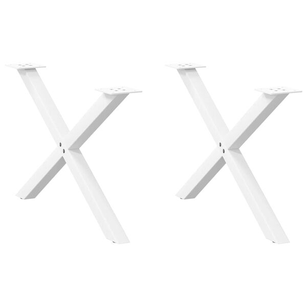 vidaXL P&eacute;s para mesa de centro em formato de X, 2 pe&ccedil;as, branco, 70x (42-43) cm, a&ccedil;o