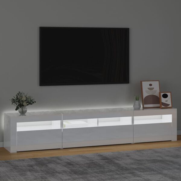 vidaXL M&oacute;vel de TV com luzes LED 210x35x40 cm branco brilhante