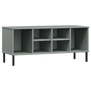 vidaXL Sapateira pernas metal 106x35x45cm madeira maci&ccedil;a OSLO cinzento
