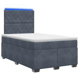 vidaXL Cama box spring com colch&atilde;o Cinzento-Escuro 120 x 200 cm Veludo