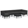 vidaXL 8 pcs conjunto lounge de jardim c/ almofad&otilde;es vime PE preto
