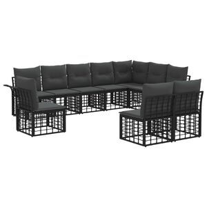 vidaXL Conjunto de Sof&aacute;s para Exterior 10 unid. Preto e Cinza Escuro