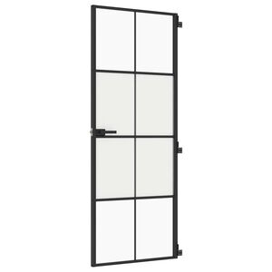 vidaXL Porta interior 76x201,5 cm vidro temperado e alum&iacute;nio preto