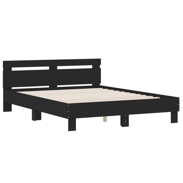 vidaXL Estrutura cama c/ cabeceira 140x200 cm derivados madeira preto