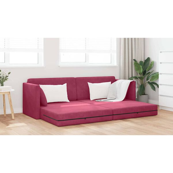 vidaXL Sof&aacute;-cama de ch&atilde;o 200cm Vinho Vermelho Veludo