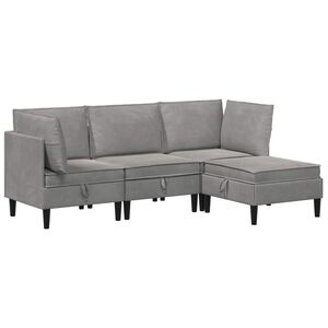 vidaXL Conjunto de M&oacute;veis para Sala de Estar 4 unid. Cinzento-claro