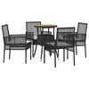 vidaXL Conjunto de Jantar para Jardim 5 unid. Preto vime PE