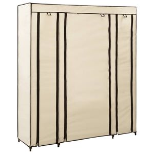 vidaXL Roupeiro c/ compartimentos e var&otilde;es 150x45x176 cm tecido creme