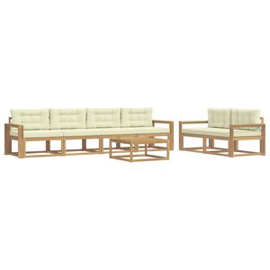 vidaXL Conjunto de Sof&aacute;s para Exterior 6 unid. Branco e Creme