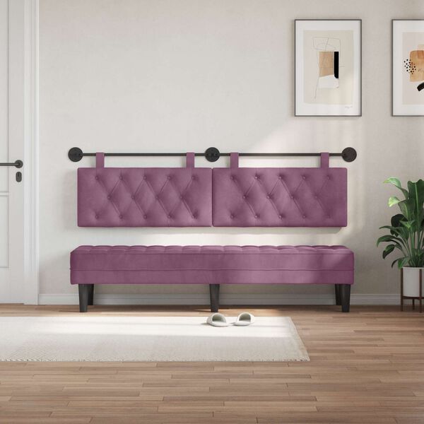 vidaXL Cabeceira Suspensa Roxo 170 x 55 x 7 cm Veludo