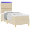 vidaXL Cama Box Spring LED com colch&atilde;o Creme 100 x 200 cm tecido