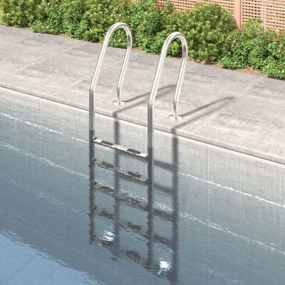 vidaXL Escada de piscina 54x38x211 cm aço inoxidável 304