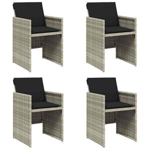 vidaXL Cadeiras de jardim com almofad&otilde;es 4 pcs vime PE cinzento-claro