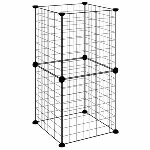 vidaXL Gaiola p/ animais de estima&ccedil;&atilde;o com 8 pain&eacute;is 35x35x70 cm a&ccedil;o preto