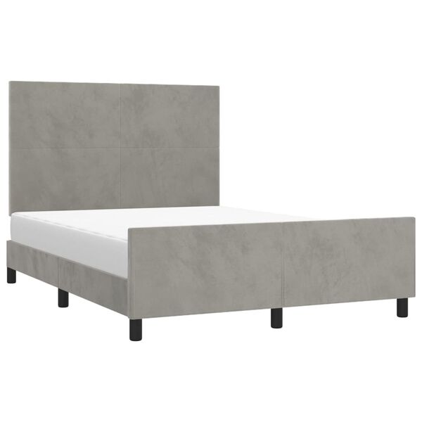 vidaXL Estrutura de cama sem colch&atilde;o 140x190 cm veludo cinzento-claro
