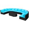 vidaXL Conjunto de Sof&aacute;s Redondo 11 pcs Azul vime PE