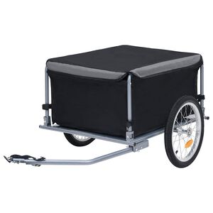 vidaXL Reboque de carga para bicicleta 65 kg preto e cinzento