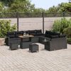 vidaXL Conjunto de Sof&aacute; de Jardim 13 pcs Preto vime PE