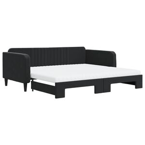 vidaXL Sof&aacute;-cama com gavet&atilde;o e colch&otilde;es 100x200 cm veludo preto