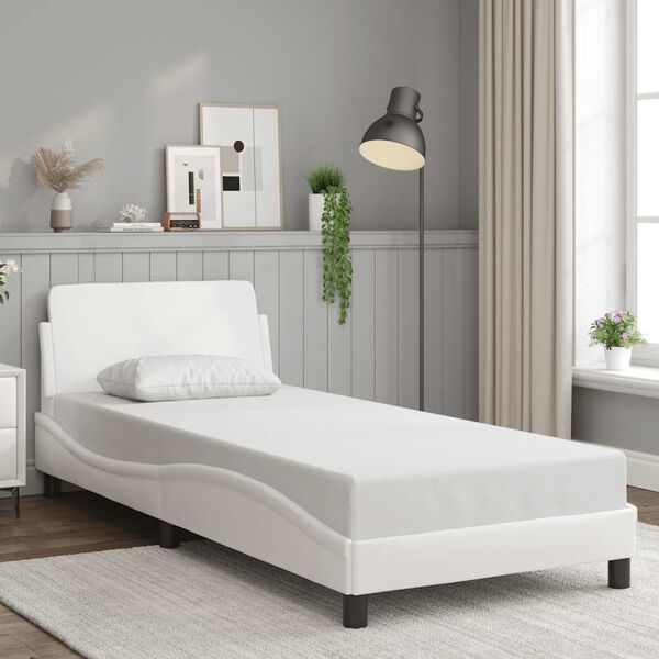 vidaXL Estrutura de cama Dover couro artificial 90x190cm branco