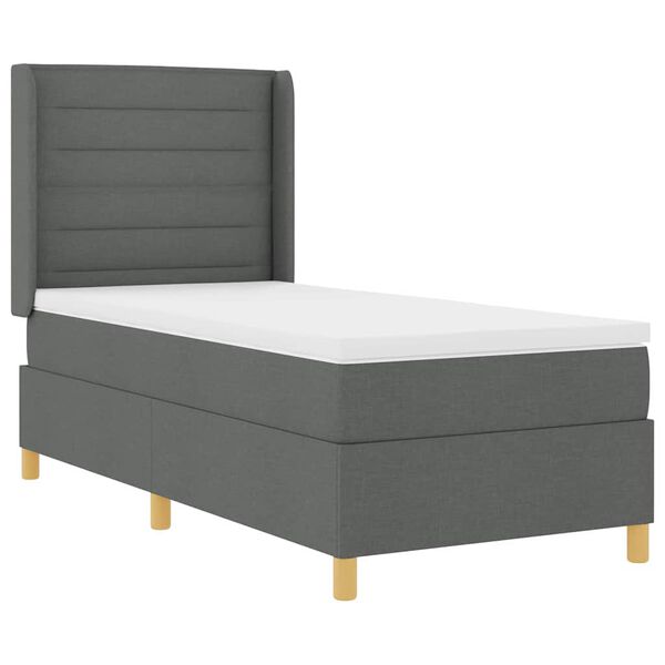 vidaXL Cama Box com colch&atilde;o Cinza Escuro 100 x 200 cm tecido