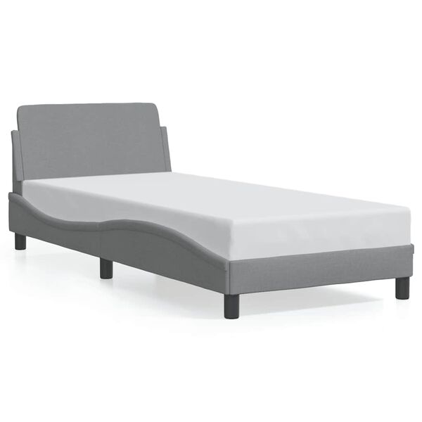 vidaXL Estrutura de cama Dover 90x200 cm tecido cinzento-claro