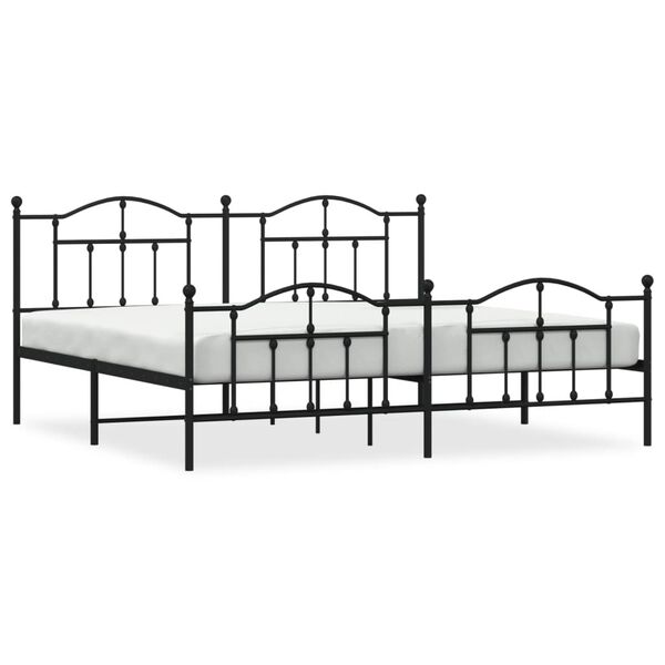 vidaXL Estrutura de cama com cabeceira e p&eacute;s 200x200 cm metal preto