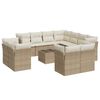 vidaXL 12 pcs conjunto de sof&aacute;s p/ jardim com almofad&otilde;es vime PE bege