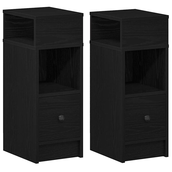 vidaXL Mesas de cabeceira 2 pcs com gaveta 25x31x66 cm preto