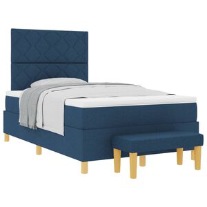 vidaXL Cama Box com almofada com cabeceira Azul 200 x 120 cm tecido