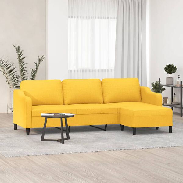 vidaXL Sof&aacute; de 3 lugares com apoio de p&eacute;s 210 cm tecido amarelo-claro