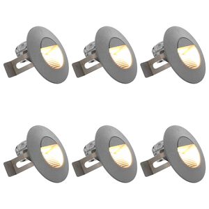 vidaXL Ilumina&ccedil;&atilde;o LED de parede exterior 6 pcs 2 W redondo prateado