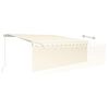 vidaXL Toldo retr&aacute;til manual com estore e luzes LED 4x3 m cor creme