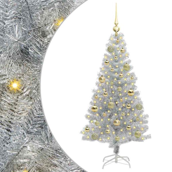 vidaXL &Aacute;rvore de Natal com 150 LEDs com suporte Prateado 120 cm PET