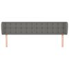 vidaXL Cabeceira de cama c/ abas tecido 203x23x78/88cm cinzento-escuro