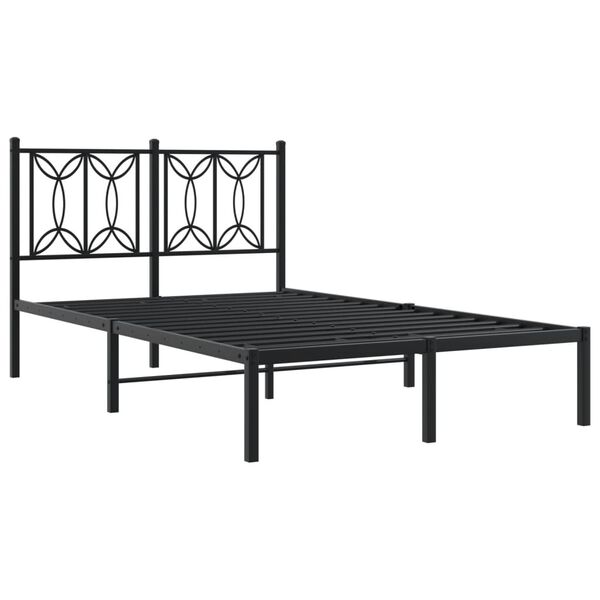 vidaXL Estrutura de cama com cabeceira 120x200 cm metal preto