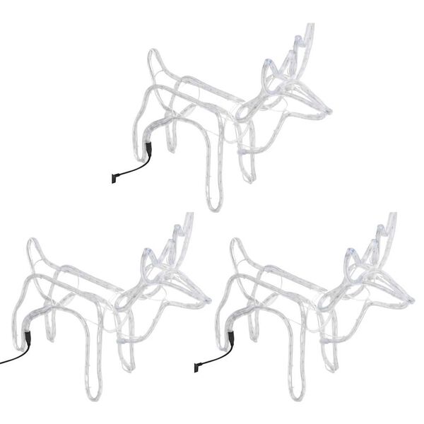 vidaXL Figuras de rena de Natal 3 pcs 60x30x60 cm branco frio