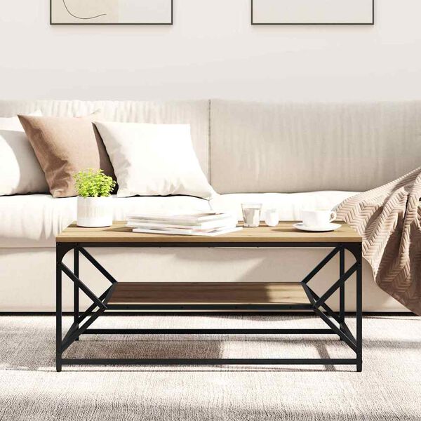 vidaXL Mesa de centro Carvalho Artesanal 90 x 50 x 40 cm