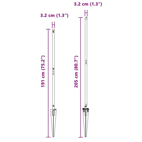 vidaXL Poste de Cerca Outros 26 pcs Cinzeto 3,2 x 3,2 x 160 cm Aço