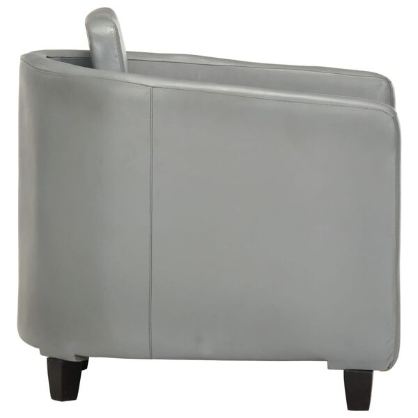 vidaXL Poltrona em couro genu&iacute;no cinzento